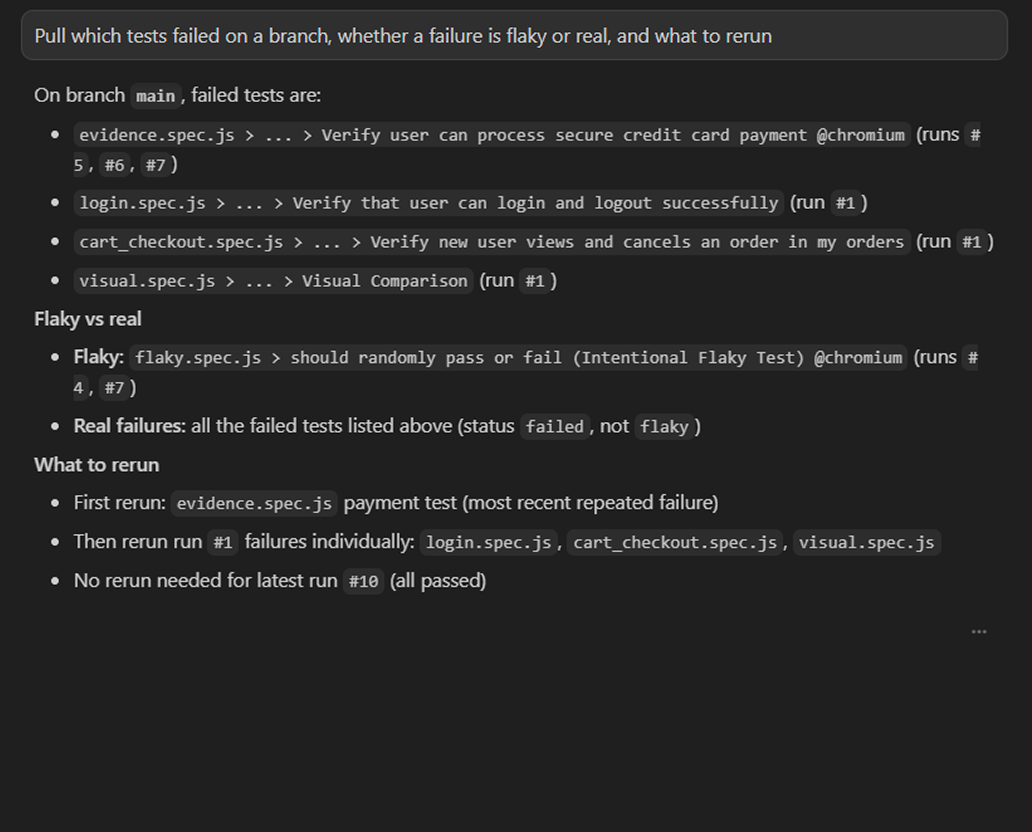 Query failures via MCP